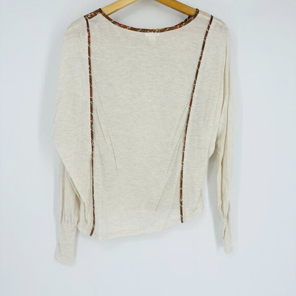 Anthropologie Tiny Sammi Sequined Puff Sleeve Boho Top Blouse Neutral XS - Picture 6 of 10